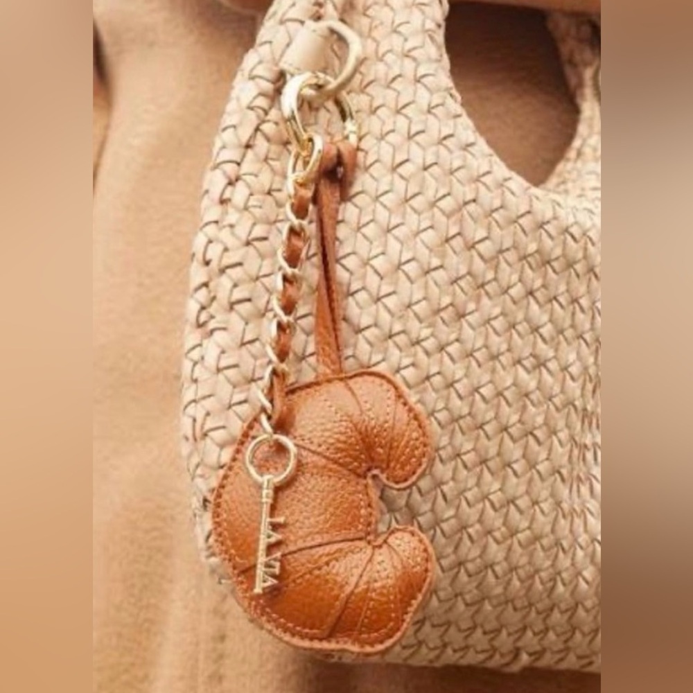 NWT La Via Firenze “Cornette" Leather
Croissant Bag Charm/Keychain